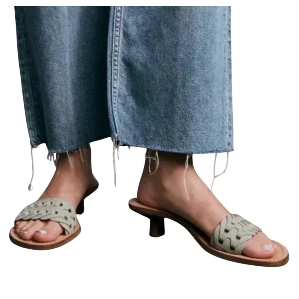 $350 NWT RAG & BONE Melrose Mint Woven Leather Kitten Heel Sandals SZ EU39;US8.5